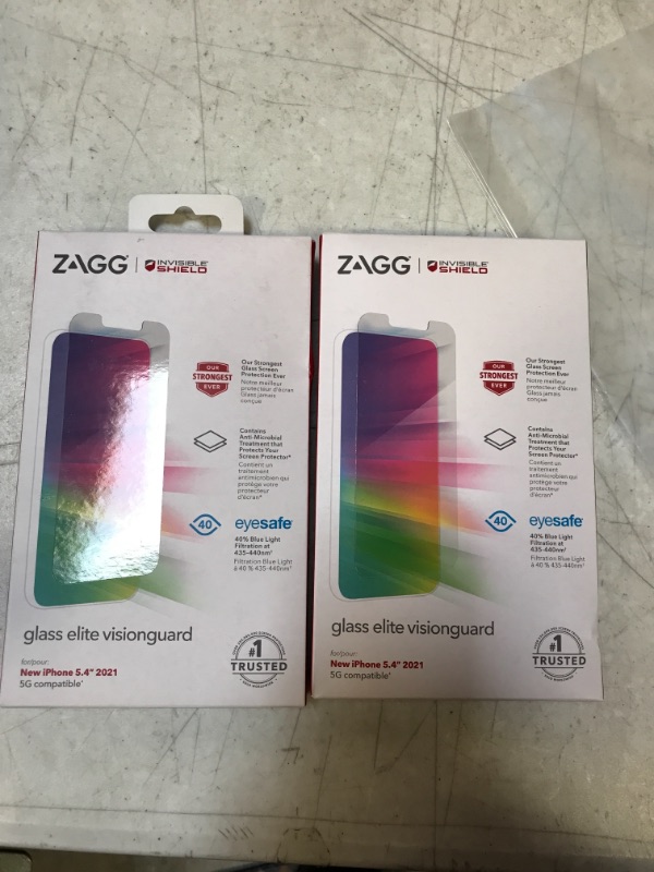 Photo 2 of ZAGG InvisibleShield Glass Elite VisionGuard - Impact Protection, Scratch Resistant, Fingerprint Resistant - Made for Apple iPhone 13 mini
2 COUNT 