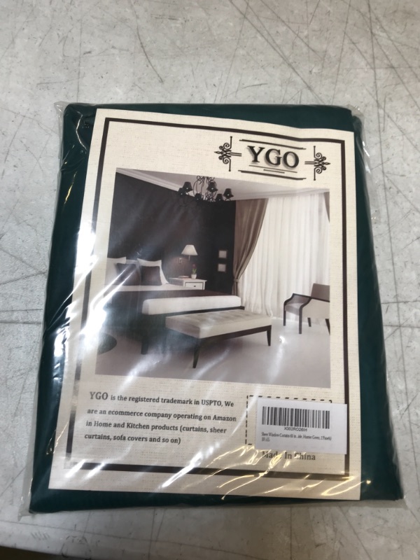 Photo 2 of YGO Sheer Teal Curtains 63 Inches Long for Bedroom - Ring Top Sheer Voile Gauzy Light Filtering Curtains Drapes for Living Room, 2 Panels, Teal Green, 54 Inch x 63 Inch
