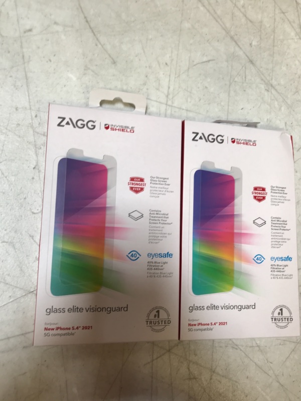 Photo 2 of ZAGG InvisibleShield Glass Elite VisionGuard - Impact Protection, Scratch Resistant, Fingerprint Resistant - Made for Apple iPhone 13 mini
2 COUNT 