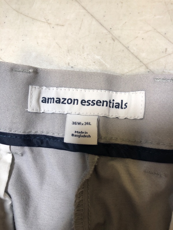 Photo 3 of Amazon Essentials Men's Classic-fit Wrinkle-Resistant Flat-Front Chino Pant. 36 X 34