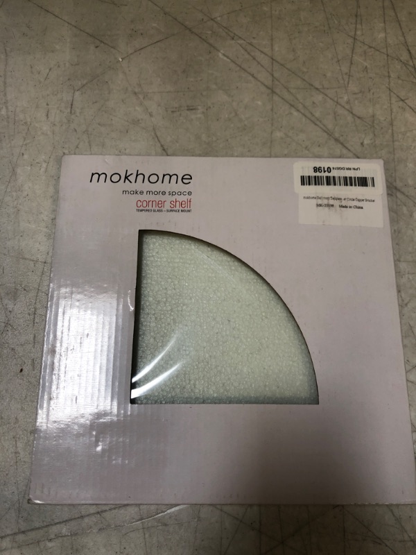 Photo 1 of Bathroom Tempered Glass Corner Shelf 8mm Thick Floating Wall Mounted for Home Shower Decor 9"x9" Quarter Circle 304 Stainless Steel Bracket