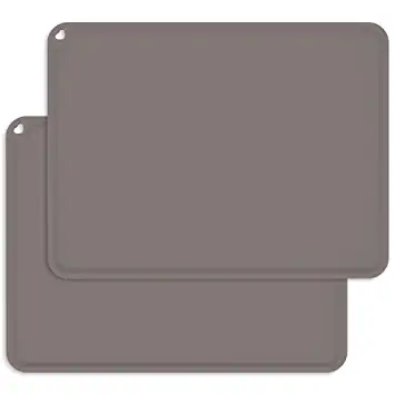 Photo 1 of Kids Silicone Placemats, Baby Placemats for Kids Toddler Children Reusable Non-Slip Table Mats Baby Food Mats for Restaurant, 2 Pack, Gray
