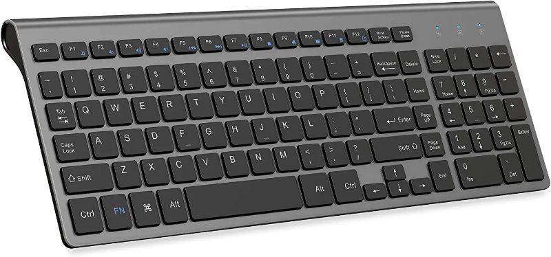 Photo 1 of Wireless Keyboard, J JOYACCESS 2.4G Slim and Compact Wireless Keyboard with Numeric Pad for Laptop, MacBook Air, Apple, Computer, PC(Black and Grey)
