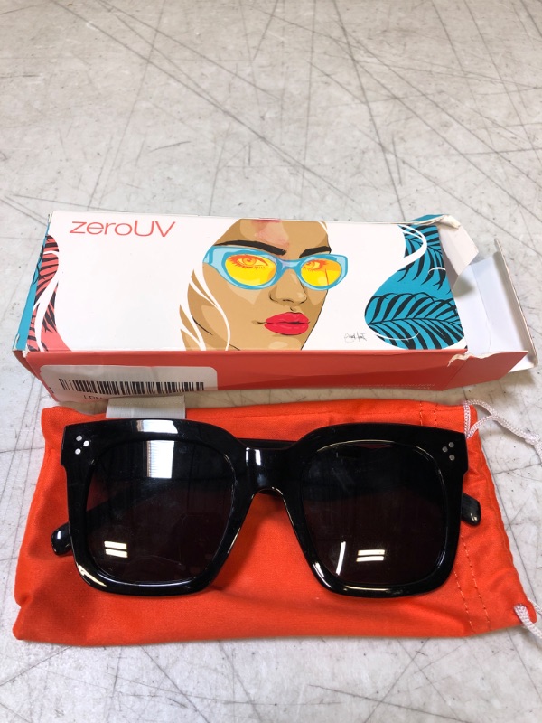 Photo 2 of zeroUV - Oversized Fashion Retro Square Sunglasses for Women Vintage Style 50mm
