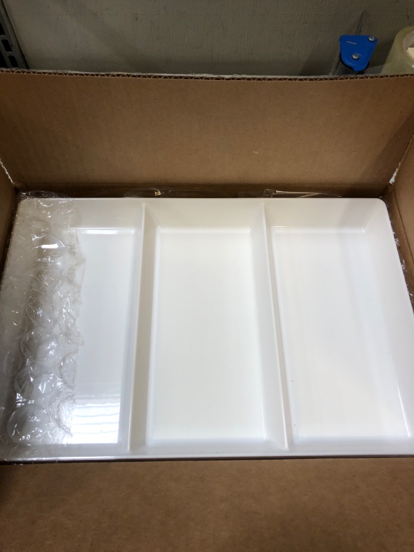 Photo 2 of Avant 15" x 10" Plastic 3-Section Serving Tray set of 3 White