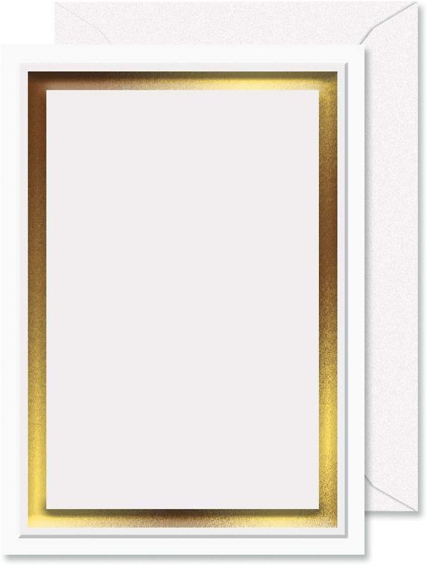 Photo 1 of Printable Gold Foil Border Embossed Premier Invitations - Set of 28 5 by 7 Inch Invitations on 65 # Cover Stock, Includes Envelopes, Compatible on Laser and Inkjet Printers