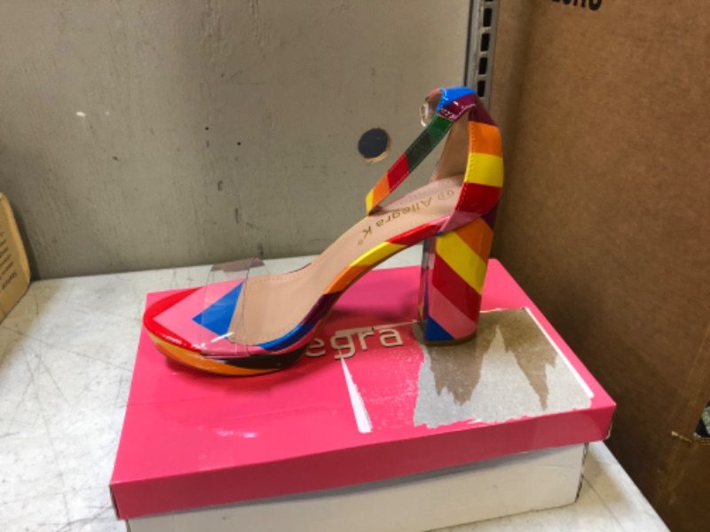 Photo 1 of Allegra K Women's Printed Clear Platform Chunky Heel Sandals  -- Size 8.5 --
 