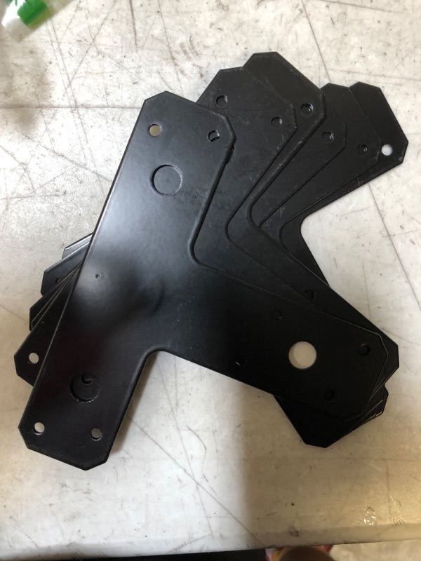 Photo 2 of 6 Pack Black Truss "T" Tie Plates, Post to Beam Connectors, Mending Plate Flat Straight Steel Repair Fixing T Plate Bracket(Size: 6½" x 5¾", Width: 1½", Thick: 4mm)
