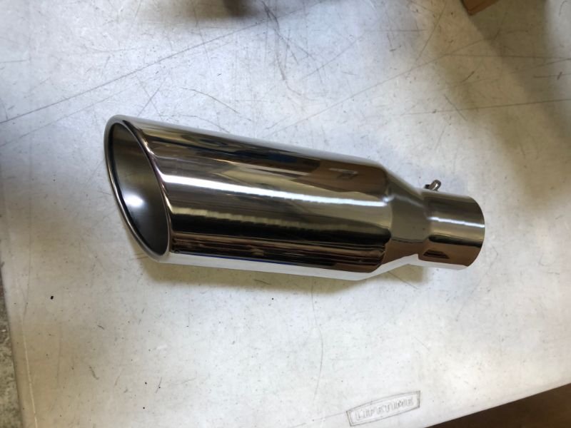 Photo 3 of 2.5 Inch Inlet Exhaust Tip,2.5" x 4" x 12" Polished Exhaust Tailpipe Tip for Truck With Bolt On Design
