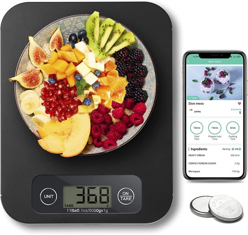 Photo 1 of Smart Food Scale for Weight Loss, Kitchen Food Scales Digital Weight Grams and Oz with Nutritional Calculator, Food Weight Scale for Diet, Keto, Macro, Calorie, Baking, Meal Prep 0.1oz/11lb
