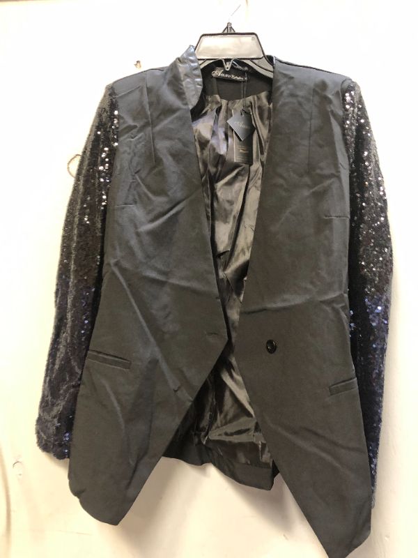 Photo 2 of Auxo Women's Blazer Jacket Sparkle Sequin Button Long Sleeve Patchwork Suit Top Coat - XL 