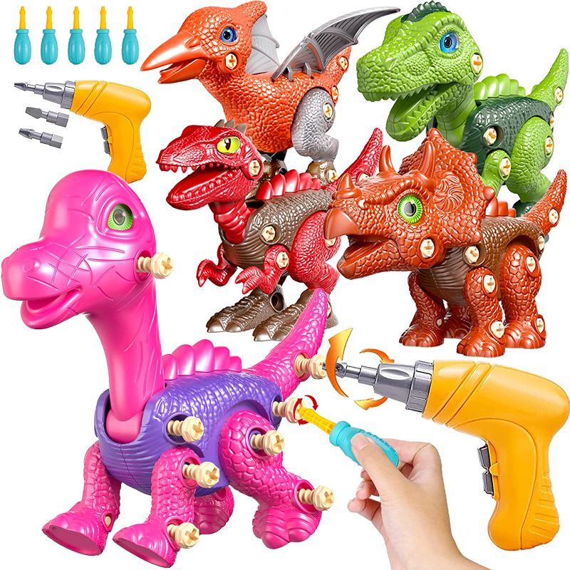 Photo 1 of IFOKER Take Apart Dinosaur Toys, 5 Pcs Dinosaur Toys with Electric Drill for Kids 3-5 5-7, Learning Building STEM Construction Game, Christmas Birthday Gift for 2 3 4 5 6 7 8+ Years Old Boys Girls
Pink Brachiosaurus 