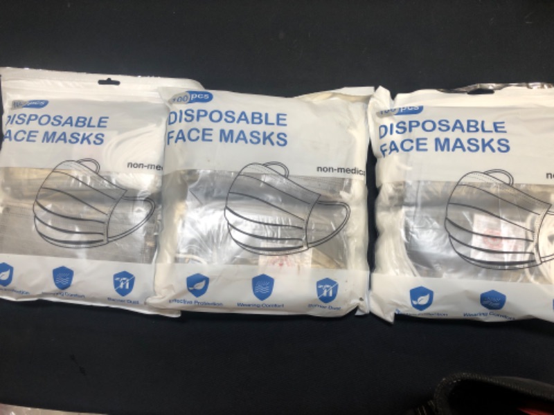 Photo 1 of 3 pack of disposable face masks.300 count