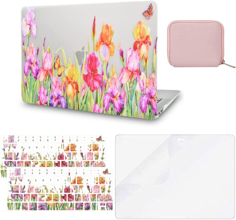 Photo 1 of RITAYAN Compatible with MacBook Air 13 inch Case 2022,2021,2020,2019,2018, A2337 M1 A2179 A1932 Retina Display+Touch ID Plastic Hard Shell + Pouch + 2Keyboard Cover + SP (Clear Flowers Design 10)
