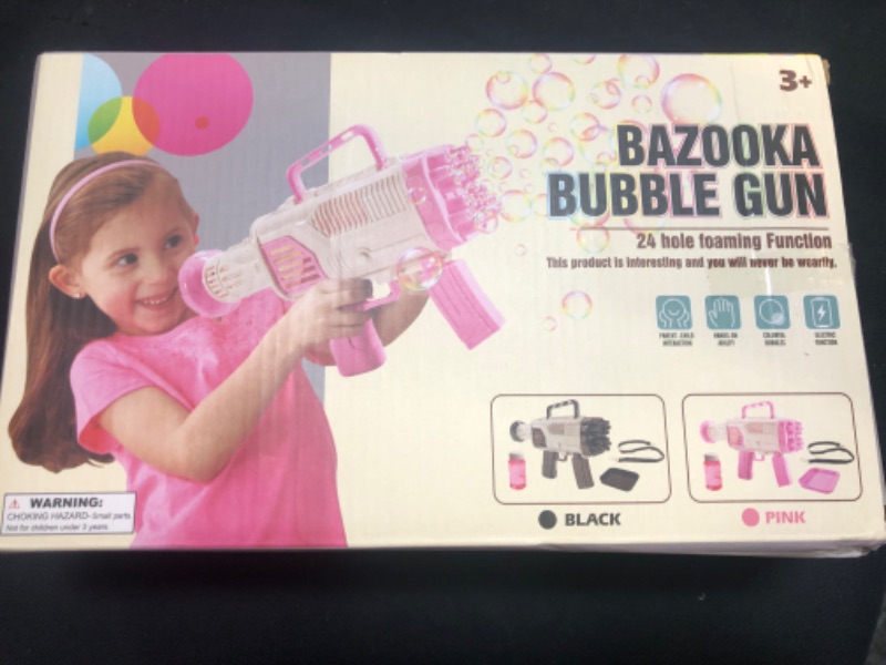 Photo 2 of Bazooka Bubble Gun Machine for Summer,5000+ Bubbles Per Min|Big Rocket Bubble Blowers Maker for Party Travel,Toddler Outdoor Toys for Kids Ages 4-8,Gifts for 3 5 6 7 Year Old Boys Girls Adults (Pink)
