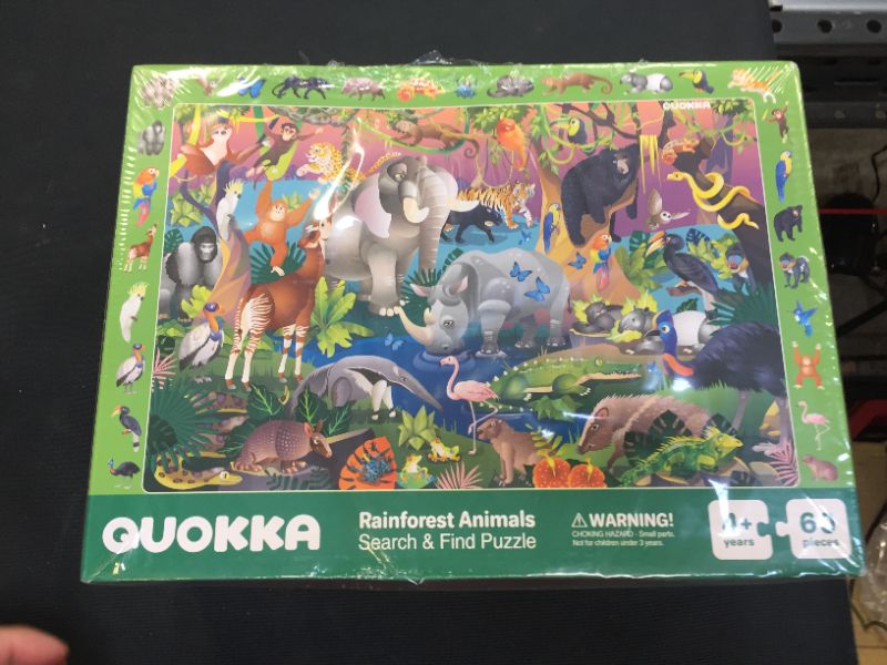 Photo 2 of 60 Pieces Floor Puzzles for Kids Ages 3-5 – 2 Big Toddler Jigsaw Puzzles 4-8 Years Old by Quokka – Search and Find Game for Learning Forest and Polar Animals - Gift Toys for Boys and Girl 6-8-10