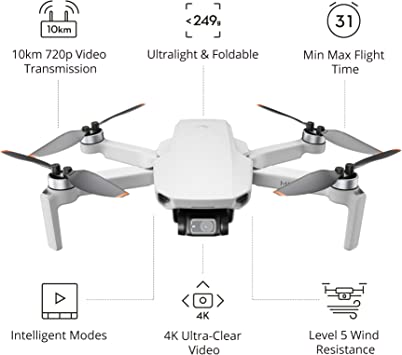 Photo 3 of DJI Mini 2 – Ultralight and Foldable Drone Quadcopter, 3-Axis Gimbal with 4K Camera, 12MP Photo, 31 Mins Flight Time, OcuSync 2.0 10km HD Video Transmission, QuickShots Gray ----FACTORY SEALED
