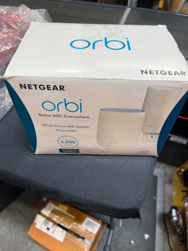 Photo 3 of NETGEAR Orbi Compact Wall-Plug Whole Home Mesh WiFi System - WiFi router and wall-plug satellite extender with speeds up to 2.2 Gbps over 3,500 sq. feet, AC2200 (RBK20W)
