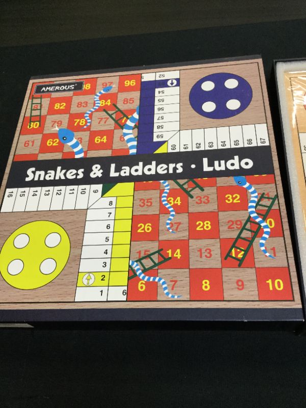 Photo 2 of AMEROUS 12 inches Wooden Ludo Board Game - Snakes and Ladders