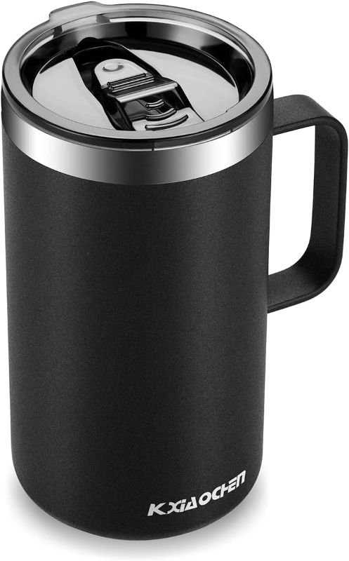 Photo 1 of 20oz Insulated Coffee Mug with Lid, Stainless Steel Coffee Cup, Double Wall Vacuum Coffee Tumbler with Handle, Premium Thermal Travel Coffee Mug (Black)
