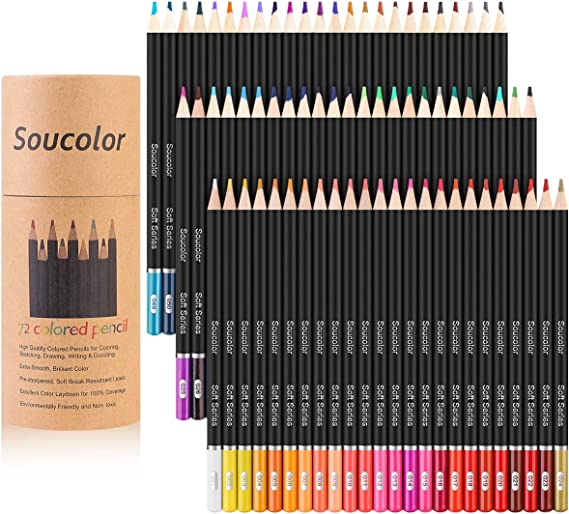 Photo 1 of Soucolor 72-Color Colored Pencils, Soft Core, Art Coloring Drawing Pencils for Adult Coloring Book, Sketch,Crafting Projects