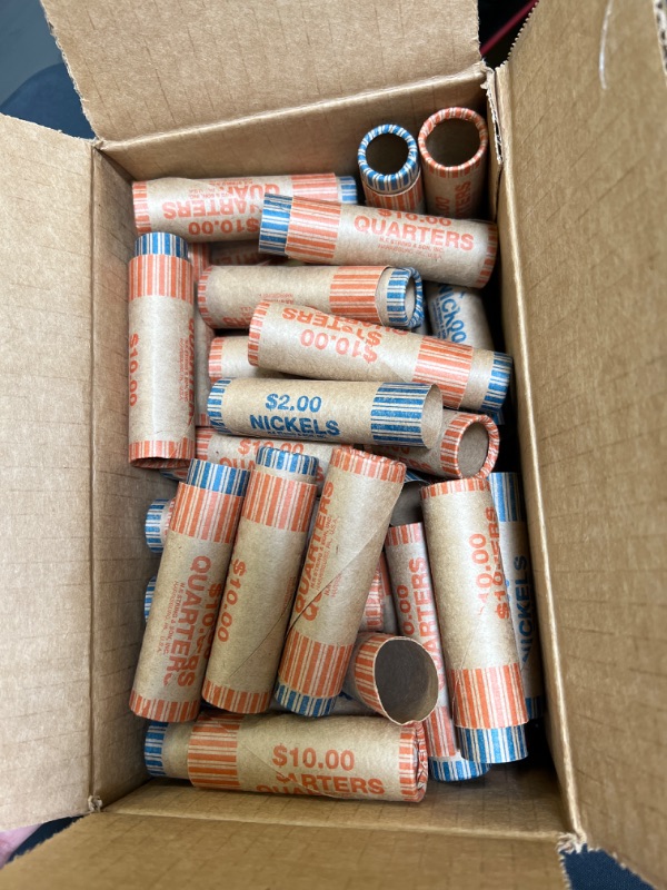 Photo 3 of 150 Coin Wrappers and Twist N Crimp Wrapper Sealer Made in USA - Durable Preformed Paper Tubes - Assorted Sizes - 60 Quarters