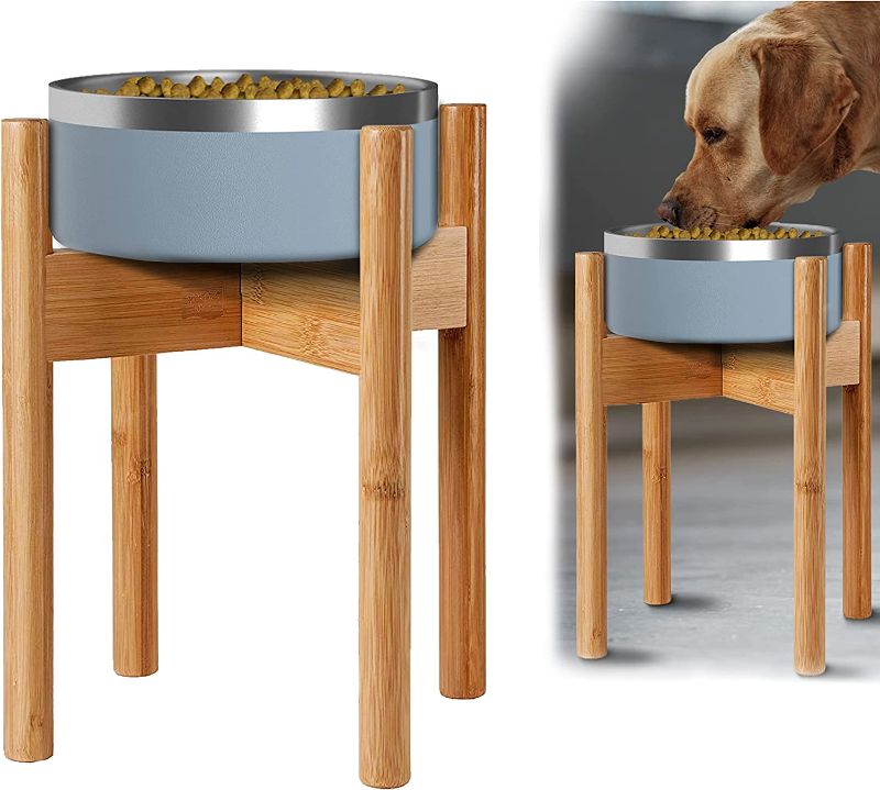 Photo 1 of Adjustable Dog Bowl Stand for Small Medium and Large Dogs - Expandable Holder of Water and Food Feeder Bowls - Wood
