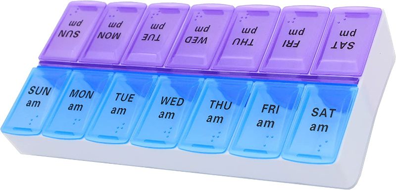 Photo 1 of 7 Day Weekly Pill AM PM Organizer, ShysTech Large Pill Case Pill Box for Pills/ Vitamin/ Supplements / Medication
