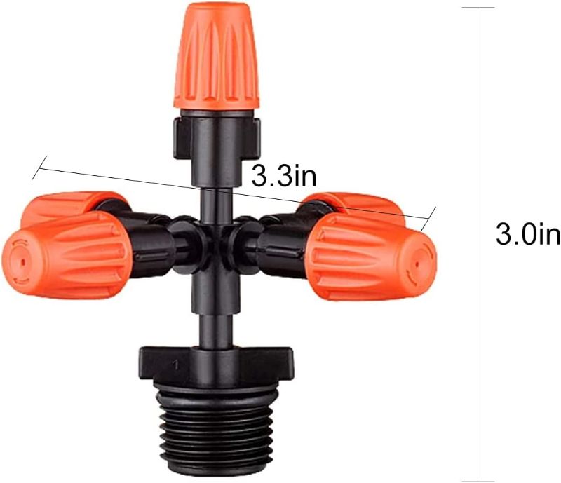 Photo 1 of  5-Head Nozzle Spray Flow Irrigation Drippers Micro Spray Adjustable Sprinkler Drip Spray Mist Nozzle for Lawn Garden Watering Misting Kit Outdoor Cooling System 5PCS
