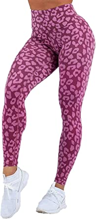 Photo 1 of Fazortev Women's Leopard Print Leggings Butt Lifting High Waist Yoga Pants Tummy Control Workout Tights
