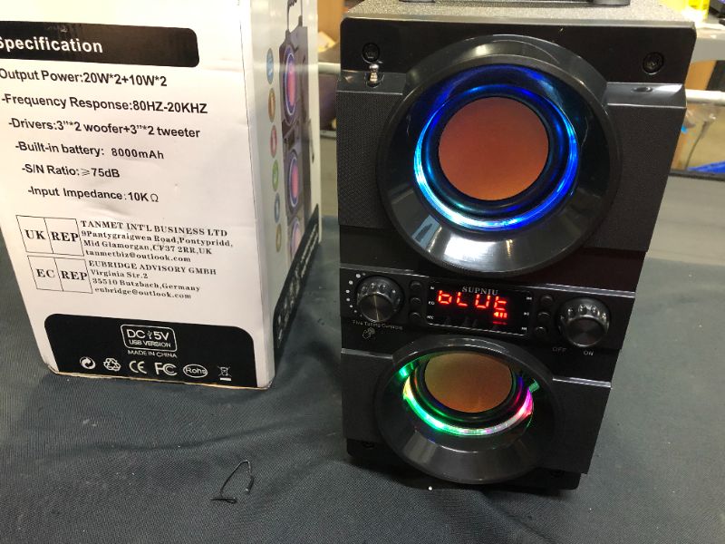 Photo 2 of 60W (80W Peak) Portable Bluetooth Speaker with Double Subwoofer Heavy Bass