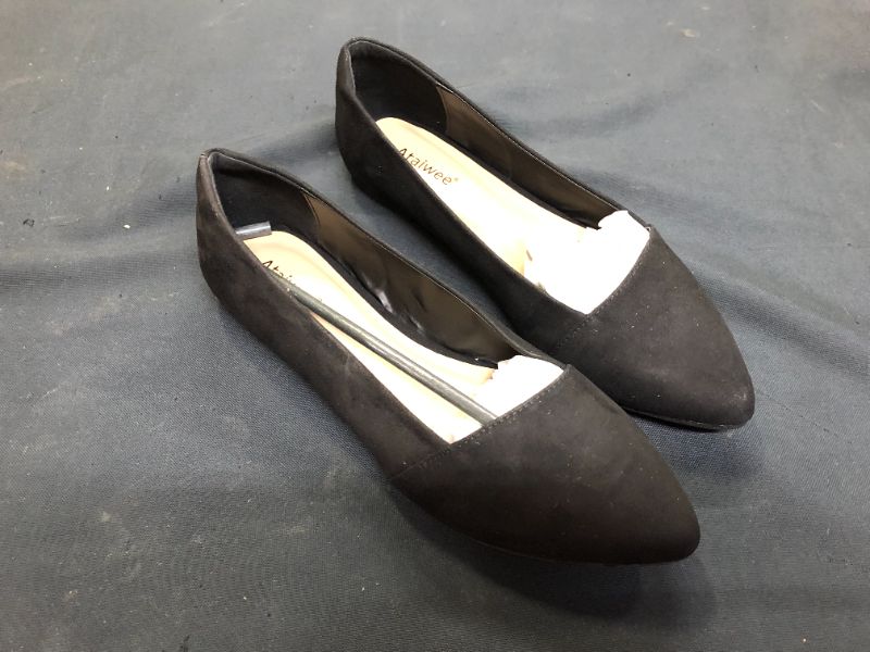 Photo 2 of Ataiwee Women's Wide Width Flat Shoes, Classic Slip On Pointed Suede Cozy Ballet Flats.--- size 9