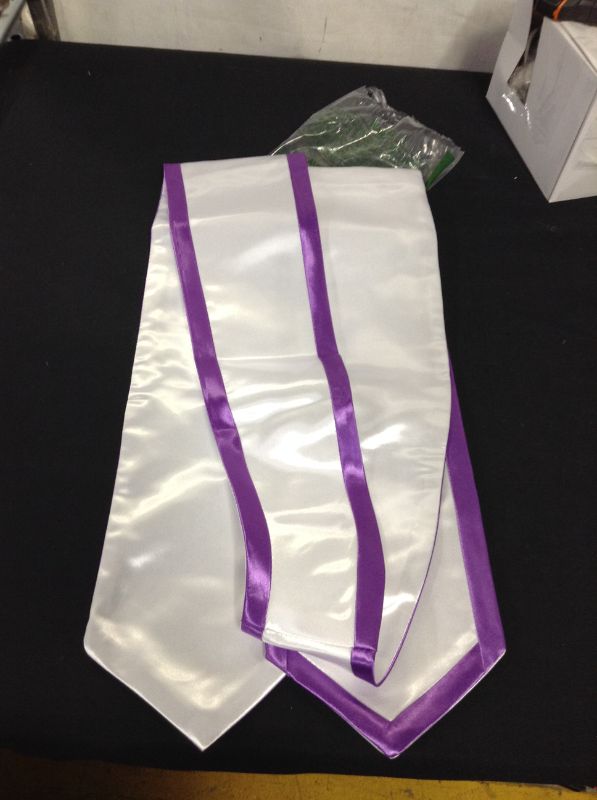 Photo 2 of GraduationMall Plain Graduation Honor Stole Classic End With Trim Unisex Adult 72" / 60" Long

