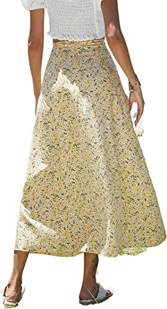 Photo 1 of Floerns Women's Boho Floral High Waist Split A Line Midi Skirt, Size Medium

