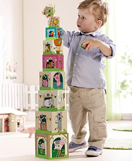 Photo 1 of HABA On the Farm Sturdy Cardboard Nesting & Stacking Cubes - Reinforcing Numbers 1 to 10

