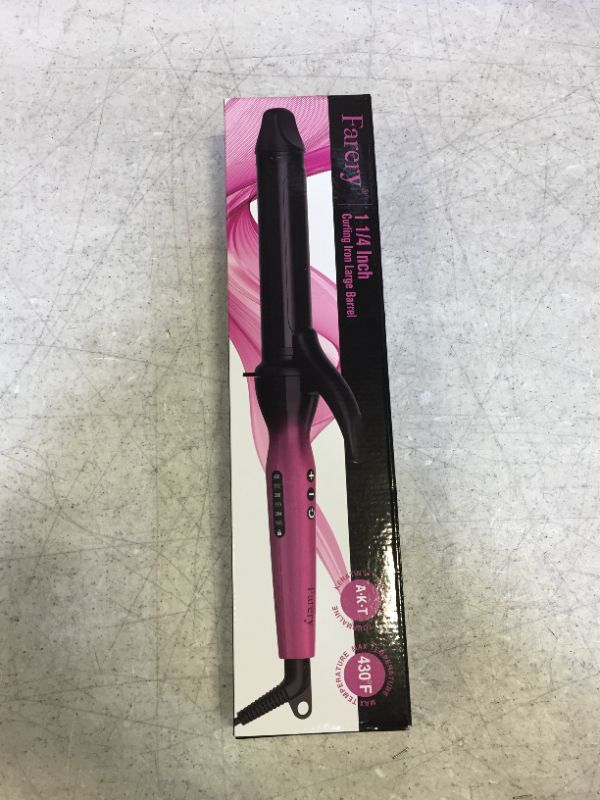 Photo 2 of FARERY 1.25 Inch Curling Iron for Long Hair, Tourmaline Ceramic Clipped Long Barrel 1-1/4 Inch Curling Wand for Long Lasting Curl, Instant Heat & Dual Voltage to Travel, Temp 248? to 430?, Pink
