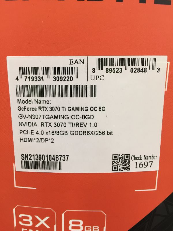 Photo 3 of Gigabyte GeForce RTX 3070 Ti GAMING OC Graphics Card