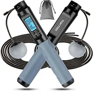 Photo 1 of Digital Jump Rope, with Raised Dots on Sleeves for Massage, Tangle-free Skipping Rope with Anti Blue Light Counter, 2 Ropes(9.8 ft) and 1 Ropeless Rope, Suitable for Adults and Kids to Keep Fit

