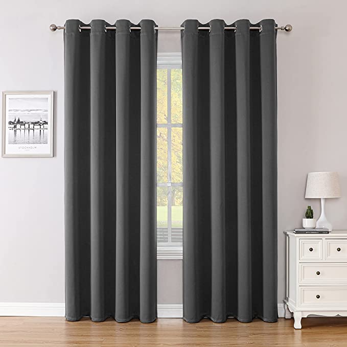 Photo 1 of Apriko Blackout Curtains 84 inch Length - Thermal Insulated Room Darkening Curtains 2 Panels for Living Room/Grommet Top/Dark Grey/52x84 inch
