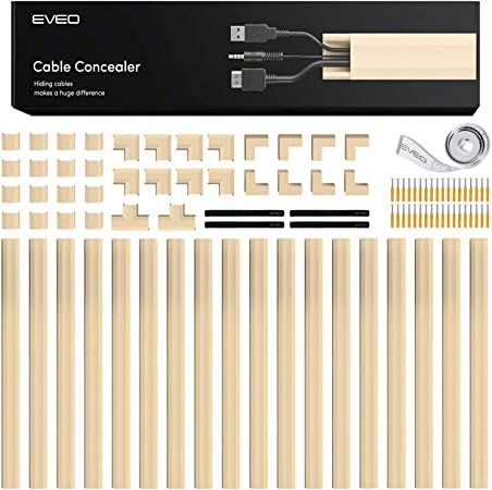 Photo 1 of 306" Beige Cord Hider, Cable Concealer Cord Cover Wall- Paintable Wire Covers for Cords- Wire hiders for tv on Wall- Cable Management kit Including Connectors & Adhesive Strips- Cable Raceway- Beige
