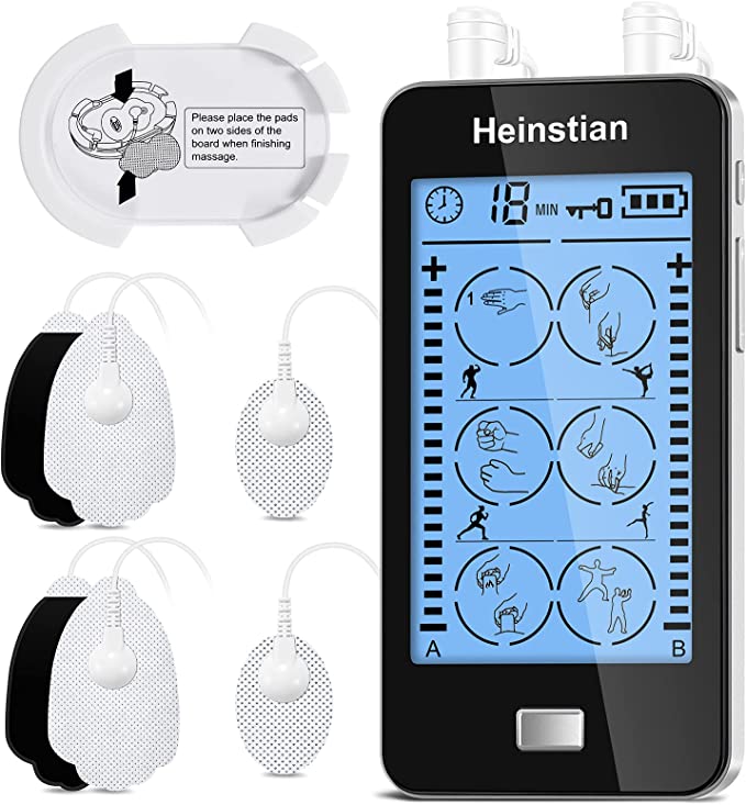 Photo 1 of Heinstian TENS Machine Touch Screen Muscle Massager for Pain Relief, 24 Modes Dual Channel TENS Unit with Anti-Allergies Pads, Physical Therapy for Shoulder, Neck, Sciatica
