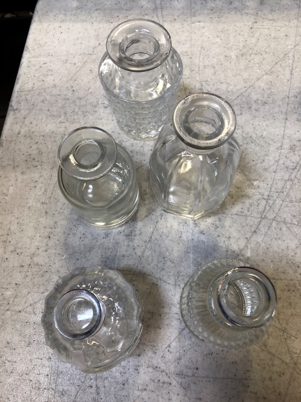 Photo 2 of Bud Vases in Bulk - Small Glass Vase Set of 5 EylKoi Different Shape Vintage
