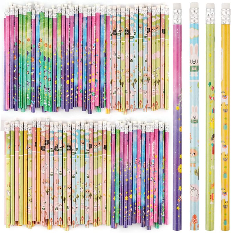 Photo 1 of 100 Count Pencils With Eraser Tops Colorful Pencils Assorted Designs Perfect For Teachers Children Classrooms and Party Gifts Supplies (100)
