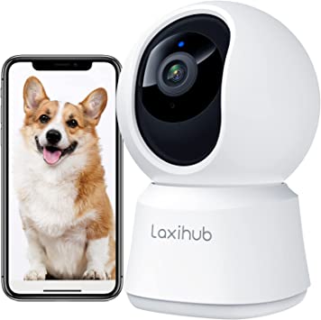 Photo 1 of 360° Pet Camera with Phone App, Laxihub Indoor Security Camera for Baby/Dog, P2 Pan/Tilt Pet Monitor with Super IR Night Vision, Motion Detection & 2-Way Audio, Works with Alexa & Google Assistant