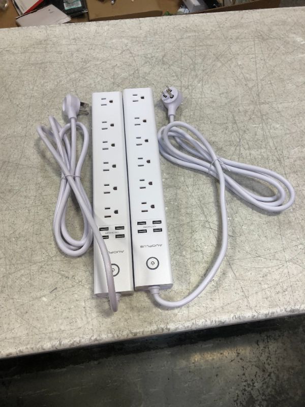 Photo 2 of 2 Pack Power Strip Surge Protector Flat Plug - 6 Widely Spaced Outlets 4 USB Charging Ports