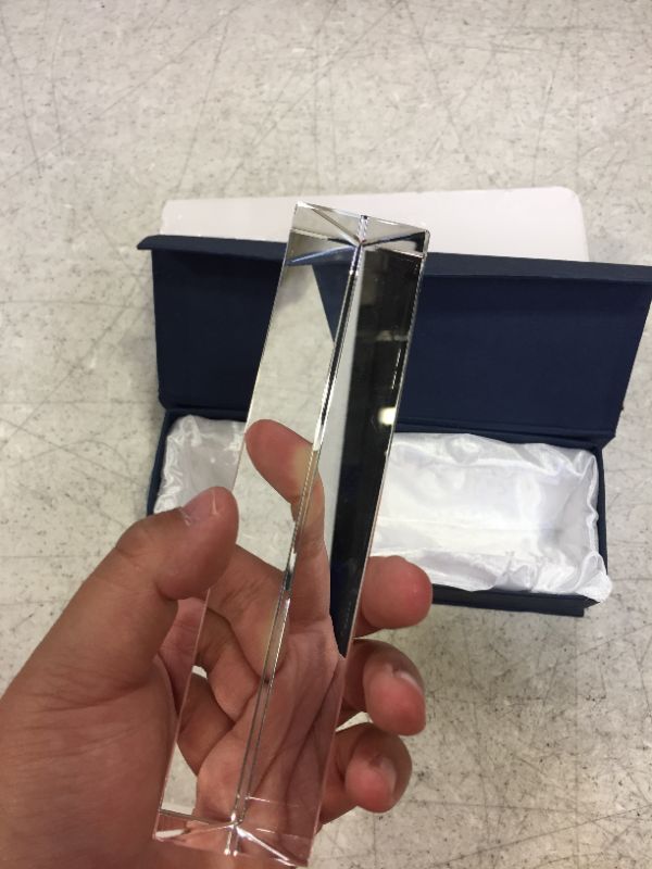 Photo 2 of Amlong Crystal 6 inch Optical Glass Triangular Prism for Teaching Light Spectrum Physics and Photo Photography Prism