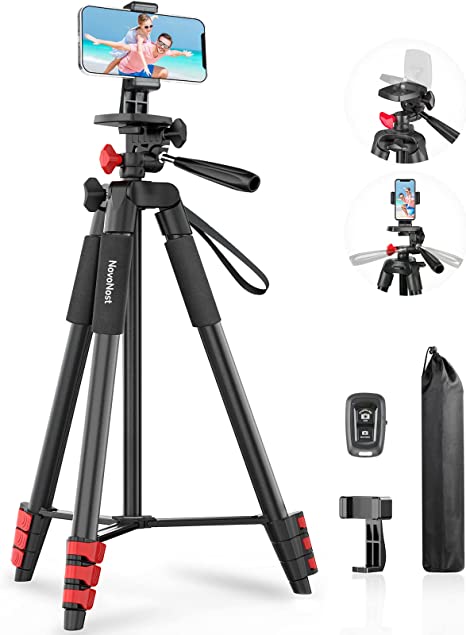Photo 1 of 65” Phone Tripod - Tripod for iPhone with Remote Shutter & Phone Holder for Live Streaming & Video Recording, Compatible with iOS/Android/Camera (Included Carry Bag)
