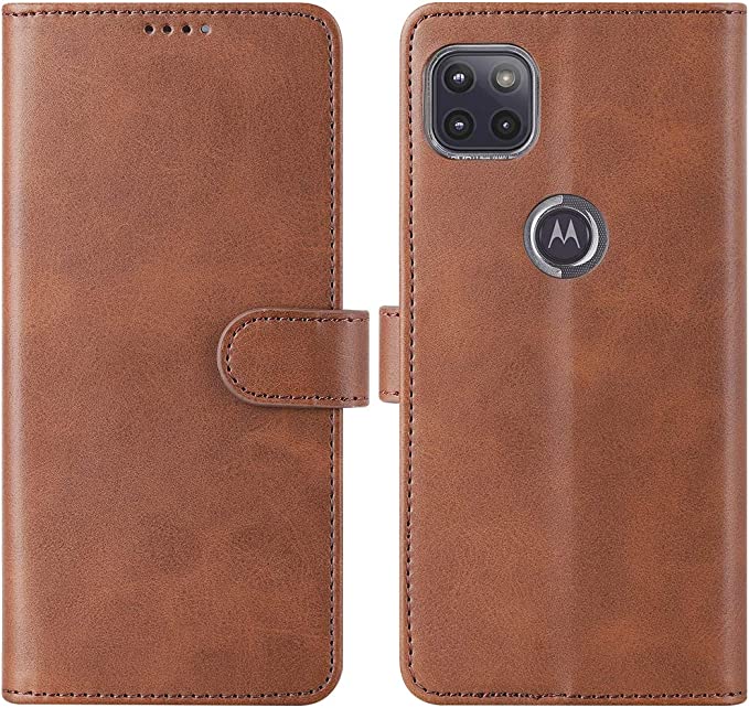 Photo 1 of Cresee for Motorola One 5G Ace Case, PU Leather Wallet Folio Flip Cover [3 Card Slots 1 Money Pocket] [Magnetic Closure] [Stand Kickstand] Shockproof Phone Case for Moto One 5G Ace, Brown
