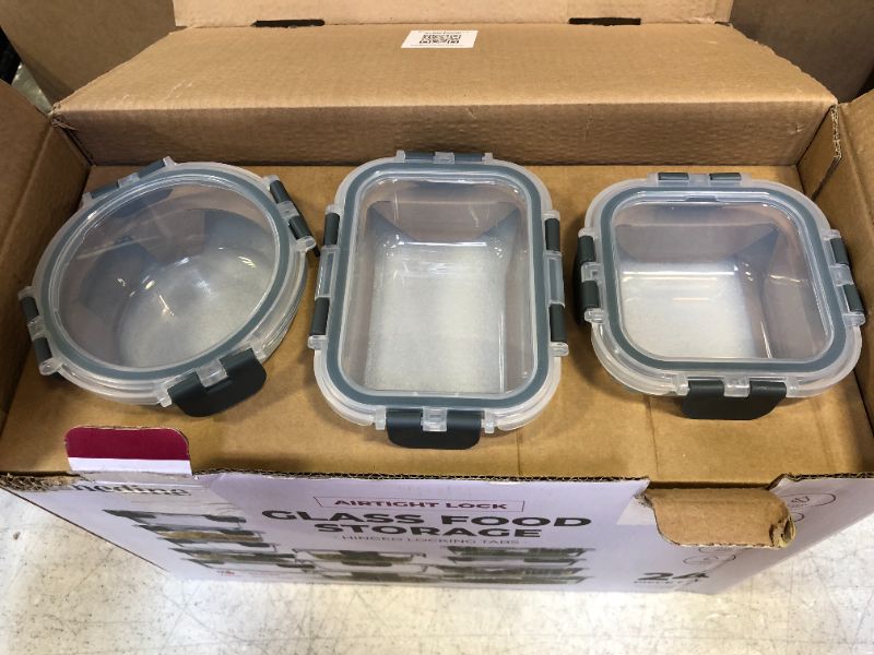 Photo 2 of 24-Piece Superior Glass Food Storage Containers Set - Newly Innovated Hinged BPA-free Locking lids - 100% Leakproof Glass Meal-Prep Containers