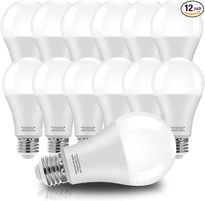 Photo 1 of 150-200W Equivalent 23W LED Bulb, A21 LED Super Bright Light Bulb, 2500 Lumens, Daylight White 5000K for Your Home, Office, Store, Garage, Warehouse, Garden, 12 pcs
